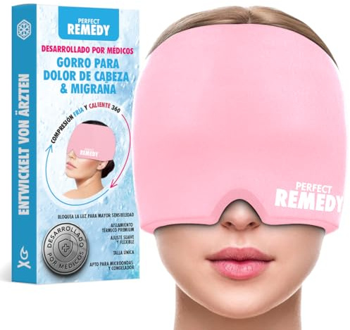 Neurocuffia Emicrania Ideata da Medici – Cappuccio per Mal di Testa con Cuscinetto di Ghiaccio Gel Riutilizzabile Integrato – Cappello per Emicrania e Sinusite che Avvolge la Testa a 360° (Rosa)