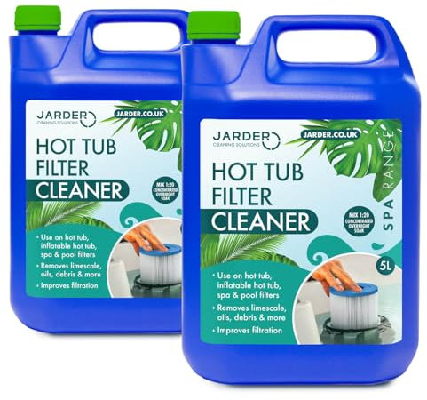 Jarder Hot Tub Filter Cleaner 10L - Improves Filtration and Performance - Overnight Soak - 20 Uses - Suitable for Pool Filters