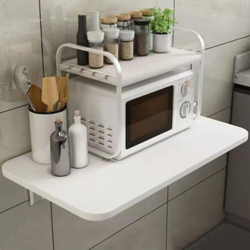 Shally Dogan Mesa de Pared Plegable de 80 x 60 cm, de Madera, estantería de Pared Plegable, Ahorra Espacio, versátil, Escritorio para Ordenador, Mesa de Comedor, salón, salón, baño, Cocina (Blanco)