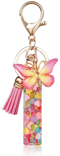 OSDUE Schlüsselanhänger für Damen, Alphabet Schlüsselanhänger, Mädchen Schlüsselanhänger, Rosa Schlüsselanhänger, Schmetterling Schlüsselanhänger Buchstabe für Frauen Mädchen Geburtstag Geschenke