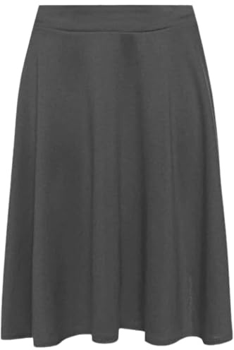 STAR FASHION Womens Plus Size Skater Skirt Plain Flared Elastic Waist Short Skater Skirt Ladies Stretched Pleated Party Skirts Charcoal-16-18