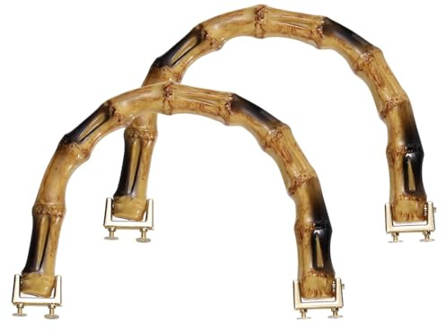 uxcell 2 manici in bambù da 15,2 cm, a forma di U, accessori di ricambio con fibbia in metallo dorato, per borse all'uncinetto fatte a mano, borsa da spiaggia, borsa di paglia, borse fai da te,