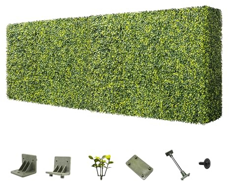 ECOOPTS Artificial Boxwood Hedge Divider Wall with Faux Leaves for Party Wedding Home Yard Office (54 Wx36 Hx12 D)
