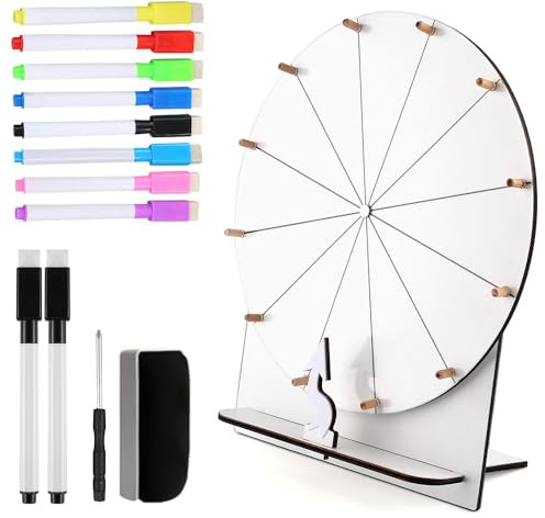 KQWVZ Roue de la Fortune, 29cm Prize Wheel, 12 Emplacements, Personnalisable, pour Jeux de Loterie, Jeux de Mots, Carnaval, Fête