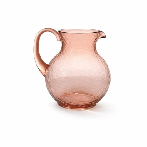 ARCA, Caraffa 2 Litri in Plastica Acrilica, Brocca per Acqua, Succhi di Frutta, Cocktail e Altre Bevande, Collezione Hammered, Colore Rosa