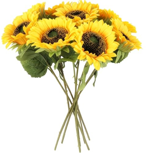 Große Künstliche Sonnenblumen Deko,6 PCS Sonnenblumen Künstlich,60cm Künstliche Sunflower Blumen Wie Echt,für Hohe Vasen,Haus,Hochzeit