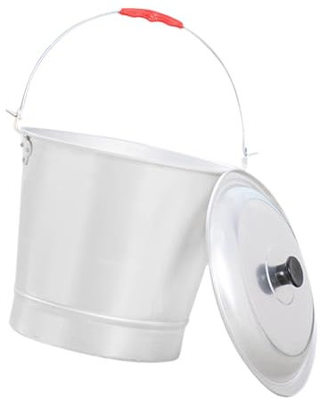 LOVIVER Aluminum Bucket Water Pail Bathroom Metal Milk Container Household Cleaning Sturdy with Handle, Lid Water Bucket Sauna Bucket, Capacity 13L