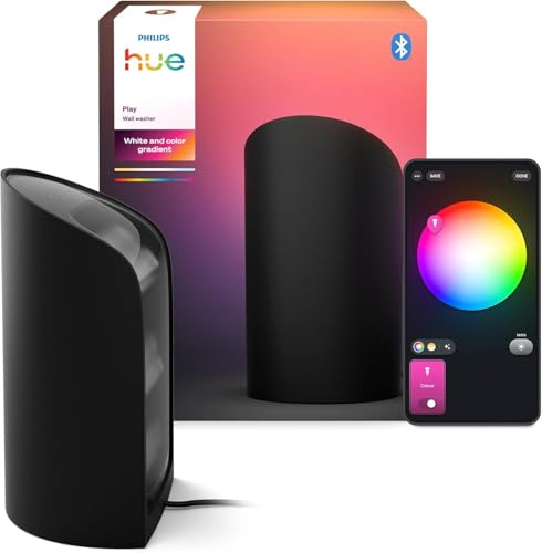 Philips Hue Play Smart Wall Washer Schwarz, Weiß & Farblicht mit ColorCast-Technologie, Bluetooth-kompatibel, Sprachsteuerung mit Alexa, Apple Home & Google Assistant, 1er Pack