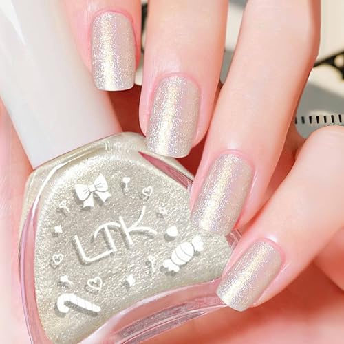 Weiß Glitzer Nagellack, Glänzender Schnelltrocknender Nagellack, White Nail polish mit Cremigem Finish, Langanhaltender Chip Resistant & Nagelfarbe für DIY Nail Art Maniküre zu Hause (Weißschimmer)