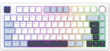 MechLands Aula F75 75% Mechanische Tastatur Kabellose, QWERTZ Deutsches Layout, Custom Creamy Gaming-Tastatur mit Knopf, RGB, Hot-Swap-fähig, Reaper Linear Schalter, 2,4GHz/USB-C/BT für Win/Mac