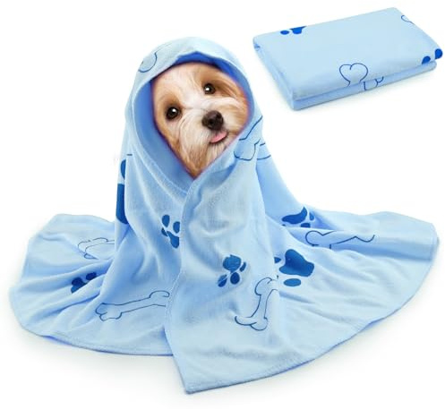 Cosiesnest Hundehandtuch, 60 x 100 cm, Hundehandtücher zum Trocknen von Hunden, 1 Stück, Mikrofaser, Hundebadetuch, Hundetrockner, ultra-saugfähig, dick, für alle Jahreszeiten, maschinenwaschbar und