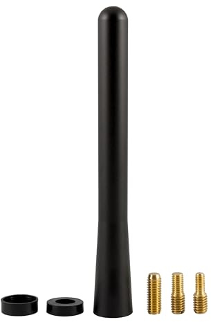 +PWR Car Parts Antenne de Voiture AM/FM modèle Viper Noire. Design Sportif et Discret. Installation Universelle. Résistante à l’Eau et à la Rouille. Adaptateurs Inclus. Longueur 12 cm