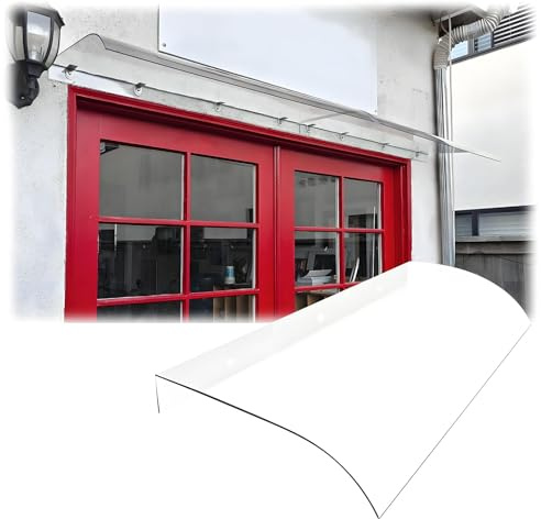 Tettoia per Porta Ingresso Pensilina in Policarbonato Trasparente per Esterno, Veranda, Terrazzo, Tetto,Copertura Finestra Resistente Alla Pioggia 40x40cm 40x80cm 40x100cm 40x120cm