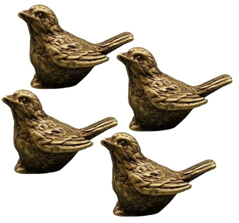 Lerpwige Set of 4 Copper Bird Figures Outdoor Bird Bath Decoration Antique Bird Sculpture for Garden and Yard Landscape Outdoor Bird Bath Decoration