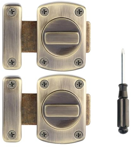 2 Stück Türriegel Innen, Latch, WC Türschloss Drehriegel, Diebstahlsicherung Torriegel Edelstahl Sicherheitsschrank Türverriegelung Haustür Schiebeschloss Drehriegel Riegelschloss Schieberiegel