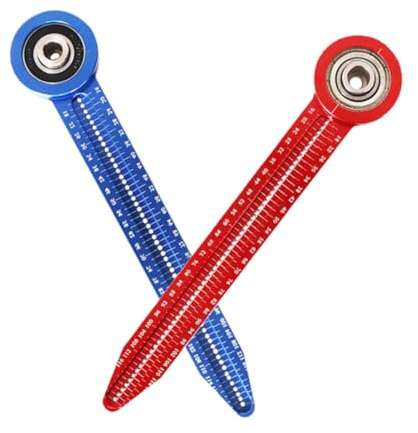 KOMBIUDA Regla de Carpintero Portátil Mini de Aleación de Aluminio Calibre de Marcado Circular Multifuncional en Rojo y Azul Herramienta Precisa para Dibujo y Medición en Carpintería E