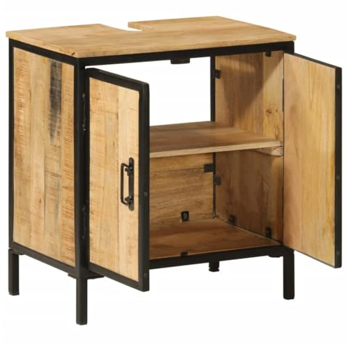 Generico Mobile Lavabo da Bagno 55x35x60 cm Legno Massello Mango e Ferro