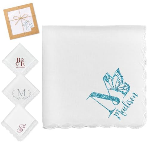 Individuelles Taschentuch für Hochzeit, Braut, Bräutigam, personalisierte Taschentücher mit Namen, Initialen, Monogramm, Taschentücher, für Herren und Damen