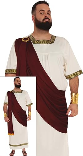 FIESTAS GUIRCA | Costume Augusto Adulto (54-56/XL) - Mantello e Tunica - Costumi Romani e Greci per Halloween, Carnevale e Feste in Maschera - Ideale per Adulti - Granata e Beige