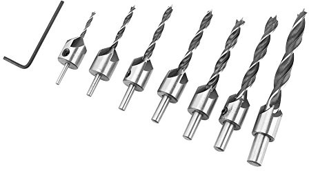 Set di punte trapano svasatore in acciaio 7 pezzi con 3mm-10mm con chiave esagonale 1 pz per kit di utensili per alesatore dello smusso per la lavorazione del legno