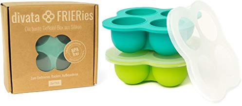 Eiswürfelform mit Deckel, 2er Set divata Frieries – Silikon Gefrierform | Eis und Nahrung Einfrieren