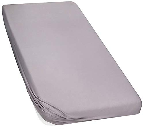 Moon - Lenzuolo con angoli elasticizzati in jersey elasticizzato, 97% cotone makò, 3% elastan, 230 g/m², grafite, 90 x 200 – 100 x 220 cm
