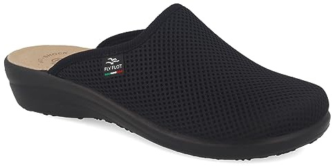 Fly Flot | Fresh Woman, Pantofole Donna Traspiranti, Ciabatta con Tomaia in Rete Elastica, Sottopiede imbottito in Pelle Antishock, Nero, 36