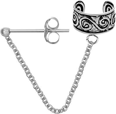 Soul-Cats Ohrklemme aus 925 sterling Silber Ear cuff mit Kettchen