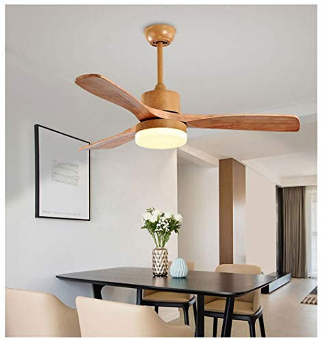 Modern LED Ceiling Fan Light with Remote Control, 42 24W Minimalist Solid Wood Fan Light Bedroom 3 Speeds Nordic Ceiling Fan Light Dimmable Timing Silent Ceiling Fan Living Room Dining Room,Natural