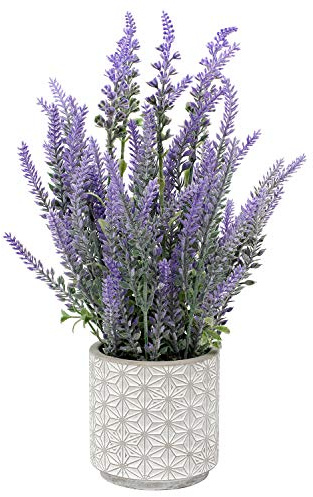 Briful Künstliche Lavendel Blumen Kunstpflanzen Kunstblumen Flocked Kunststoff Lavendel im Zementtopf Indoor Outdoor Home Küche Büro Tischdekoration Dekor