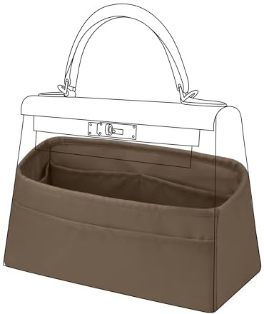 DGAZ Satin Handtaschen Organizer für Kelly 32, Bag Organizer, Etoupe | Luxuriöse Satin-Innentasche, Perfekte Passform, Sanfter Schutz, Leicht