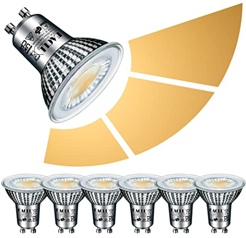 EACLL GU10 LED Warmweiss 6W 3-Stufen Dimmbar über Gewöhnliche Schalter, 6er-Pack, 2700K 660 Lumen ersetzt 75W Halogenlampen, 3 Helligkeit 3-in-1 Spot, Flimmerfrei 38° Strahler, Dimmen ohne Dimmer