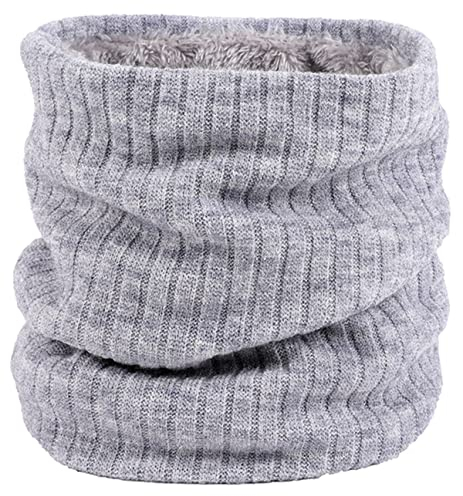 Hjkiopc Strick Schlauchschal Strickschal Winterschal Feinstrick Loop Schal für Damen und Herren (Grau)