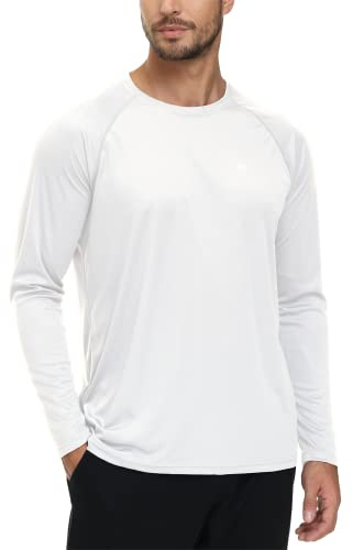 YuKaiChen Rashguard Camiseta de natación de manga larga para hombre, de secado rápido, transpirable, para surf, pesca, senderismo, Blanco, 4XL