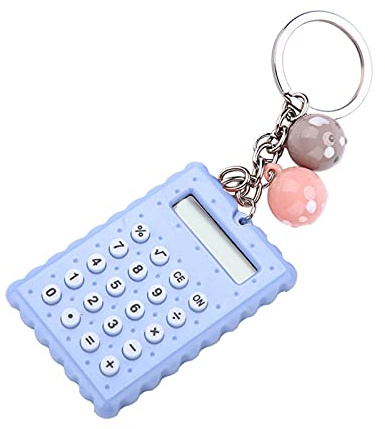 Taschenrechner, Tragbarer Süßer Keks-Stil Schlüsselkrankenschwester Farbe Taschenrechner (Grau Lila) Alculator Kleine Tragbare Kette Süßigkeiten (Blau)