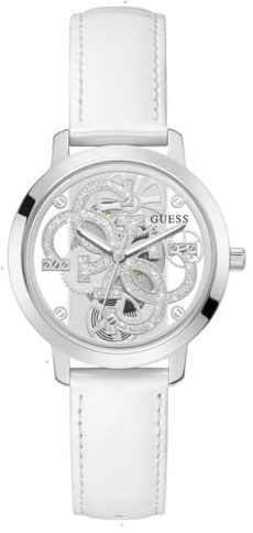 Guess Ladies Trend Clear 36mm Watch – Glitz Dial with Silver-Tone Stainless Steel Case & Bracelet
