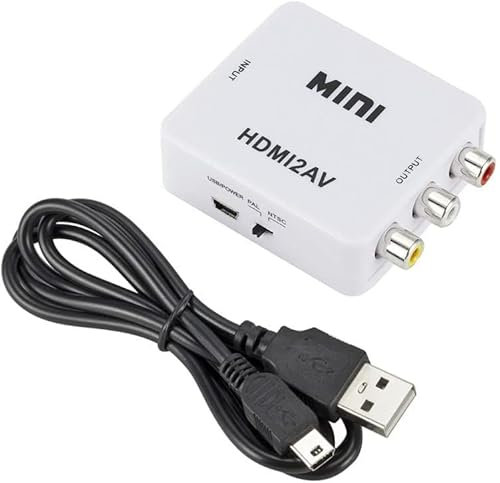HDMI a AV, 1080p HDMI a AV, HDMI a 3 RCA Conversor Adaptador, HDMI a RCA Converter 3RCA CVBS Composite Video Audio HDMI a AV Adapter, Compatible para PC/Laptop/Xbox / PS4 / PS3 / TV/VCR Cámara DVD