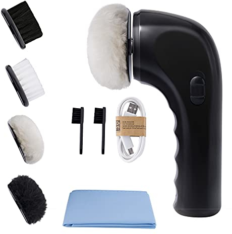Electric Shoe Cleaner Brush, Electric Shoe Polisher Brush Shoe Shiner Dust Cleaner Portable Leather Cleaner Care Kit for Shoes (Black)