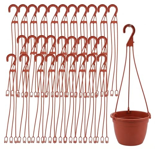 Yardwe 30Pcs Hanging Basket Chains, Plastic Flowerpot Hooks, Triple Hook Replacement Chains for Plastic Hanging Baskets Plant Pots Bird Feeders Lanterns