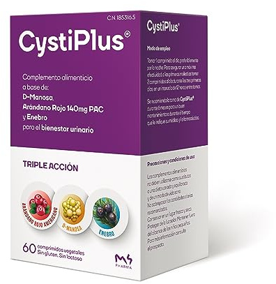 CYSTIPLUS- Complemento alimenticio | Ingredientes de origen Natural | A base de proantocianidinas | Fórmula triple acción | Enebro| Pac. D- manosa | Contribuye al bienestar urinario | (60)