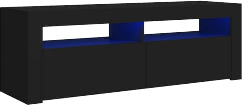 QZZCED Meuble TV avec lumières LED - Noir - 120 x 35 x 40 cm - Pour salon, chambre à coucher - Appareil de divertissement