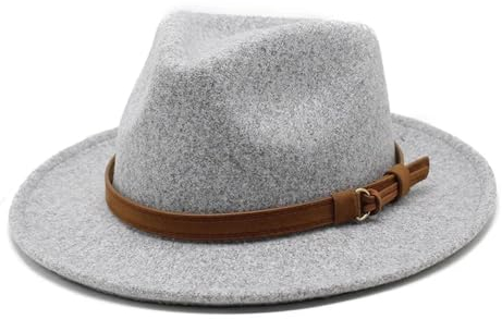 SOYNIA Fedora Trilby Filzhut Hut Filz Fedoras Hüte Erwachsene Männer Mode Trilby Cap Formal Jazz Kleid Hut 56-58Cm Grau