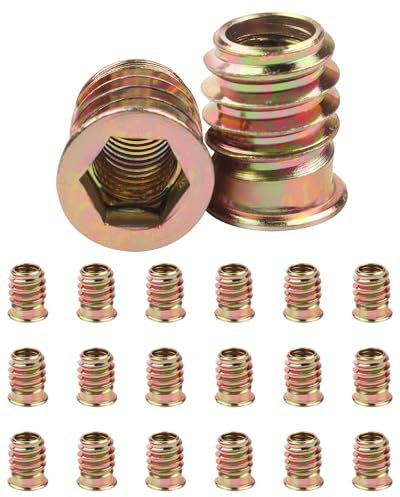 20 Stück Einschraubmutter M8x17mm, Jeboler Gewindeeinsätze Einpressmuttern Gewindehülsen Einschraubhülse, Gewindeeinsatz Holz Einschraubhülse Hülsenmutter, Zink Einschraubmuffen für Holzmöbel