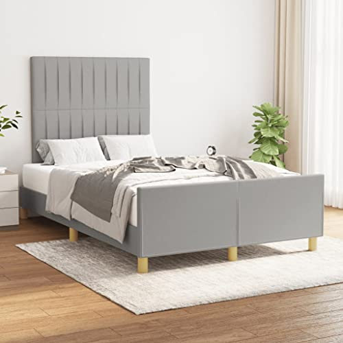 THOYTOUI Bettgestell, Betten Bettrahmen Polsterbett Seniorenbett Geeignet für Mehrbettzimmer Hotel Gästezimmer Schlafzimmer mit Kopfteil Hellgrau 120x200 cm Stoff