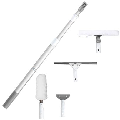 300cm Limpiacristales Extensible Profesional | 35CM Rasqueta Limpiacristales | Limpiacristales Telescópico | Kit De Limpieza De Cristales | para Ventanas Altas Interiores y Exteriores[1.29M-3M]