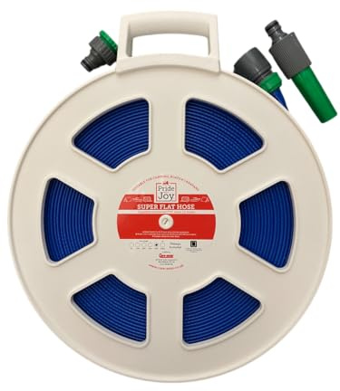 Food Grade Flat Hose on Reel 66 Feet 20 Meter Ideal for Drinking Water Ideal for Motorhome, RV, Caravan or Boat