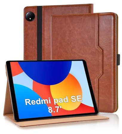 Vkooer Custodia per Xiaomi Redmi Pad SE 8.7 Pollici 4G Tablet 2024 Cover Protettiva Pelle PU con Multi-angli Slim Fit Folio e Auto Svegliati/Sonno, Supporto Funzione Flip Tasca Case - Marrone