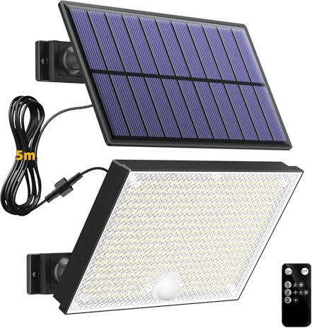 Topabol Faretto Led da Esterno Solare,400LED Luci Solari da Giardino,3 Modalità Luce Solare LED Esterno con Sensore di Movimento, Bianco Freddo Impermeabile Lampada solare da esterno per Illuminare