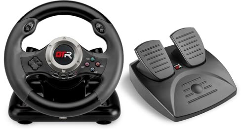 JINSHU 2 GTR RACING WHEEL - INDECA Volante de Carreras con Pedales (compatible con Playstation 4, Playstation 3, Xbox, Switch y PC)