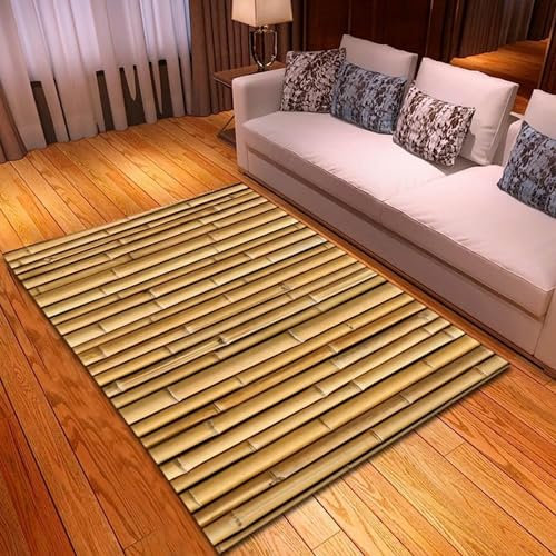 Wohnzimmer Area Teppiche rutschfeste 3D Vintage-Bambus Teppich E Indoor-Spiel Fußmatten Kinder, Haustiere Hundefreundliche Teppich Kinderspielteppich 120 X 160 cm - Leicht Zu Reinigen -7649902635064